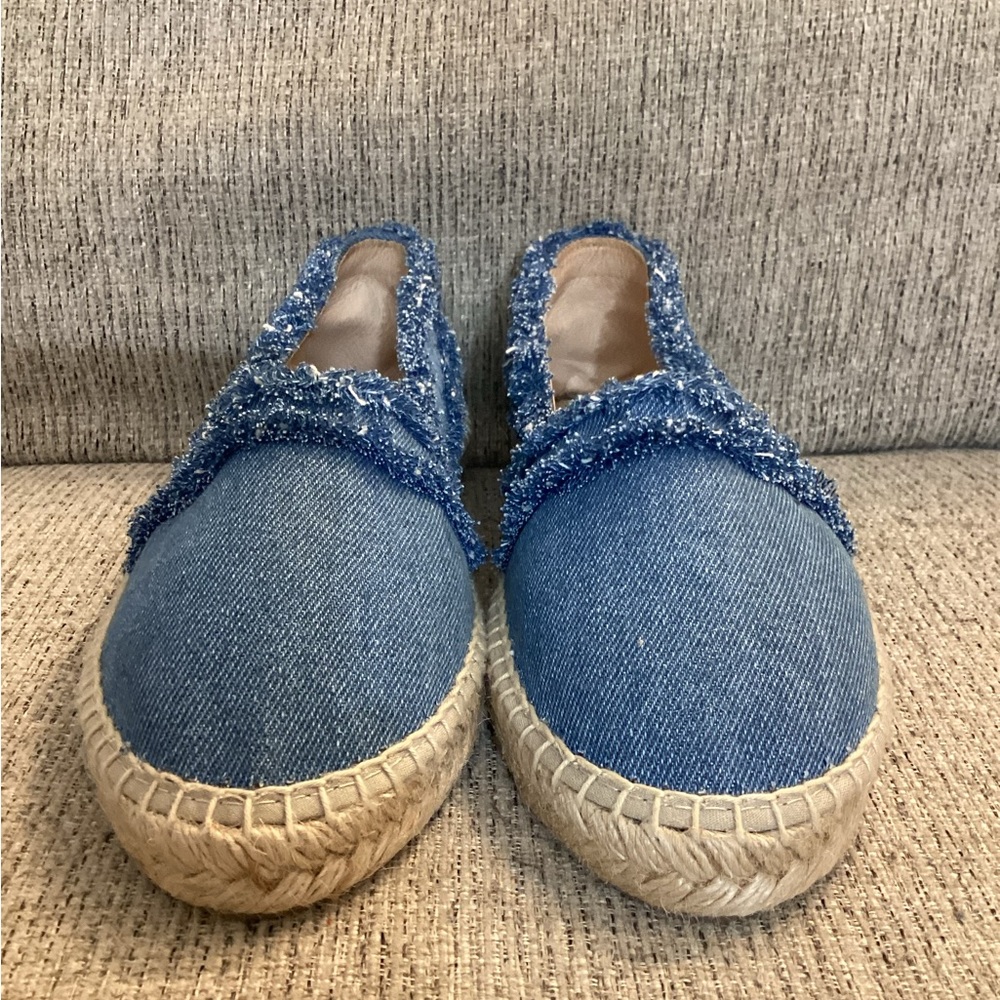 Saks Fifth Avenue Blue Denim Frayed Espadrille Flats - Picture 4 of 13